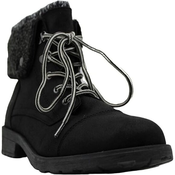 White Mountain Womens Sandro Faux Leather Closed Toe Ankle Combat Boots Black 7M - Picture 5 of 7